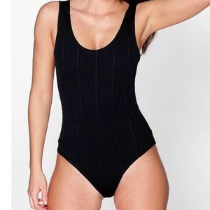 Rib Scoop Neck Bandage Bodysuit